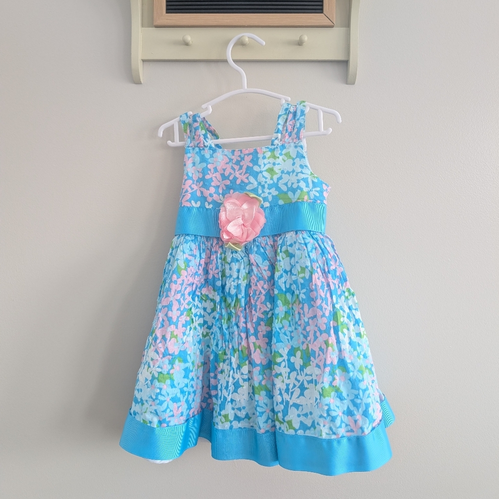 Youngland Blue and Pink Floral Dress